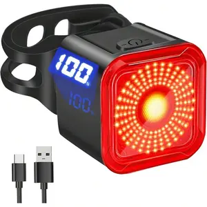 DARKBEAM Bike Tail Light With LED Display Screen, USB-C Rechargeable 6 Light Modes, IP55 Waterproof Taillight Night Riding, Bright Rear Bike Light Road Mountain, Cycling