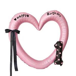 Viral Pink Bow Heart Number Balloon - Giant 40" Helium Foil Balloon for Toddler Birthday, Sweet Bowknot Theme Party Supplies