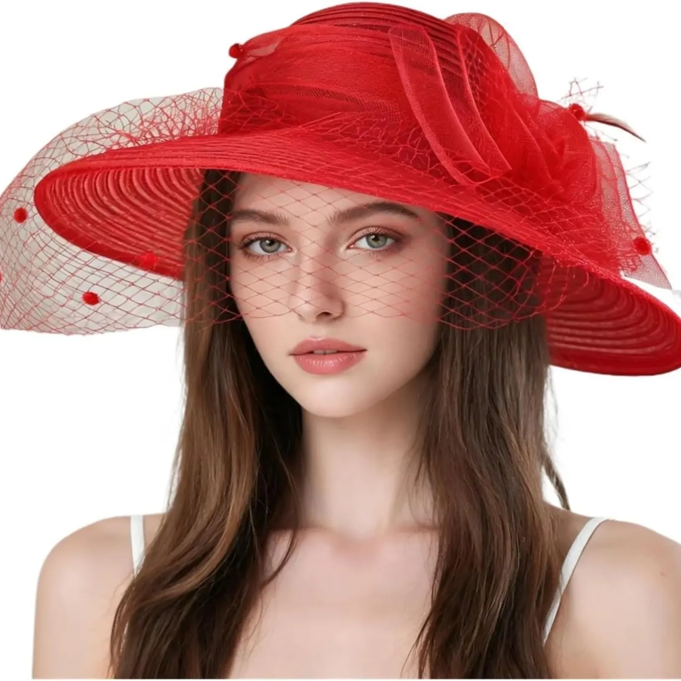 Formal Women's Hat Summer Mesh Flower Hat Women's Retro Versatile Veil Face Shade Basin Sun for Party