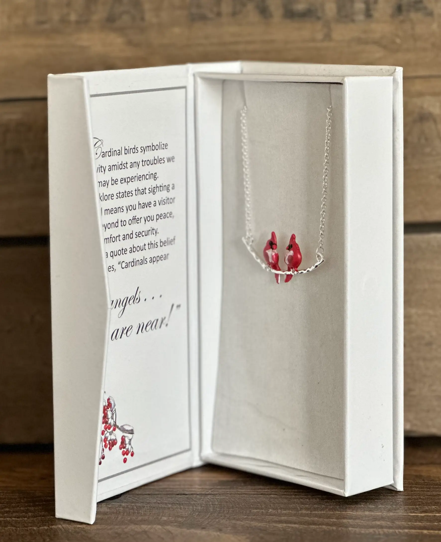 Cardinals/Two on a silver tone branch  Jewelry Necklace