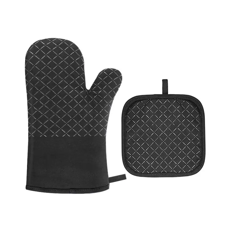Silicone Oven Mitts Set, Thick Heat Resistant Gloves & Pot Holders, Non-Slip Kitchen Pads for Baking Cooking, Bakeware Accessories Home, 2 Piece Set Kitchenware