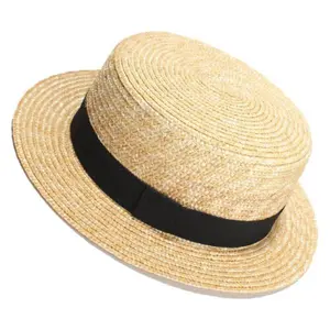 New Men’s Straw Boater Black Band Fedora Dress Hat (Size 56-58CM)