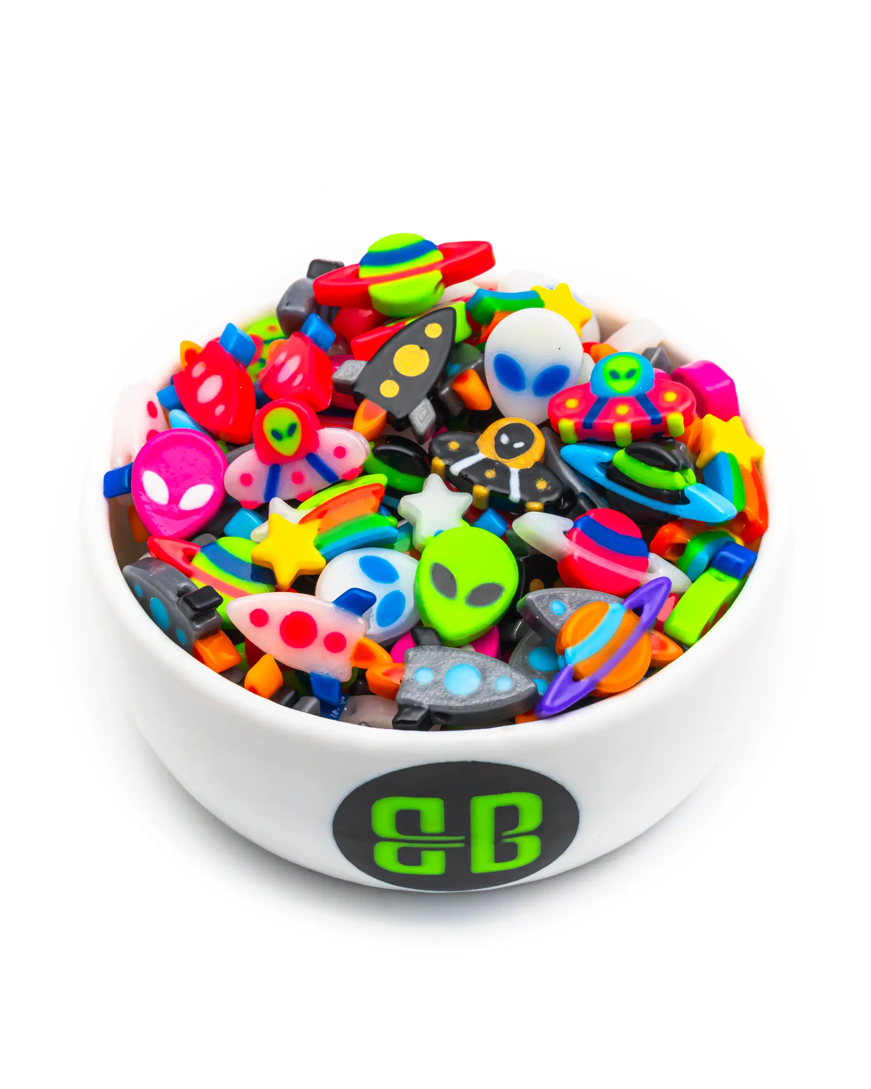 Outer Space Themed Plastic Bead Mix - Unisex Random Weighted Beads with Aliens for Toys, Hobbies, DIY Beading & Jewelry Making