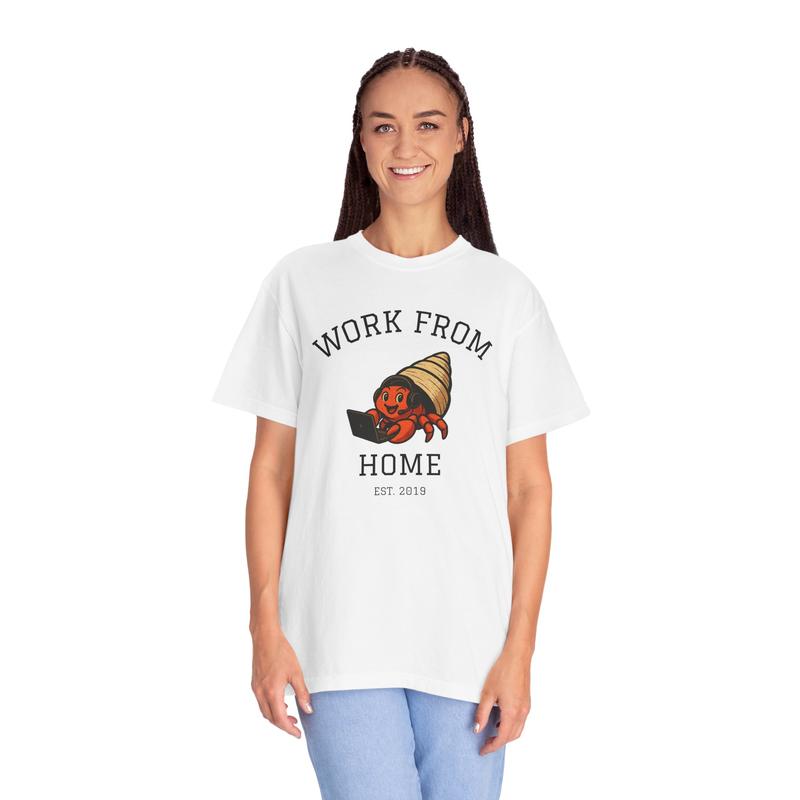 "Work From Home" Hermit Crab T-Shirt — Cute Funny Remote Work Graphic Tee