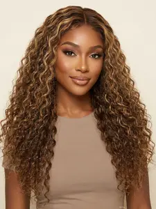 Human Hair Lace Front Wig, Highlight P4/27 13x4 Water Wave, Adjustable Shiny Silk, Heat Resistant, Can Be Permed and Dyed (Non-Synthetic)