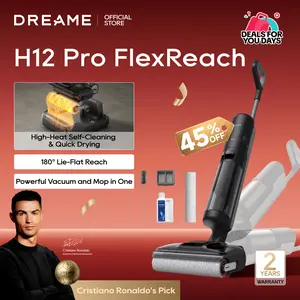 【Super Brand Day】DREAME H12 Pro FlexReach Vacuum Mop, Wet Dry Vacuum Cleaner, 0 Tangle Cordless Vacuum Mop All-in-One for Hard Floors, 180° Lie-Flat Floor Cleaner Machine with 194°F Hot Self-Cleaning, 50Mins Runtime
