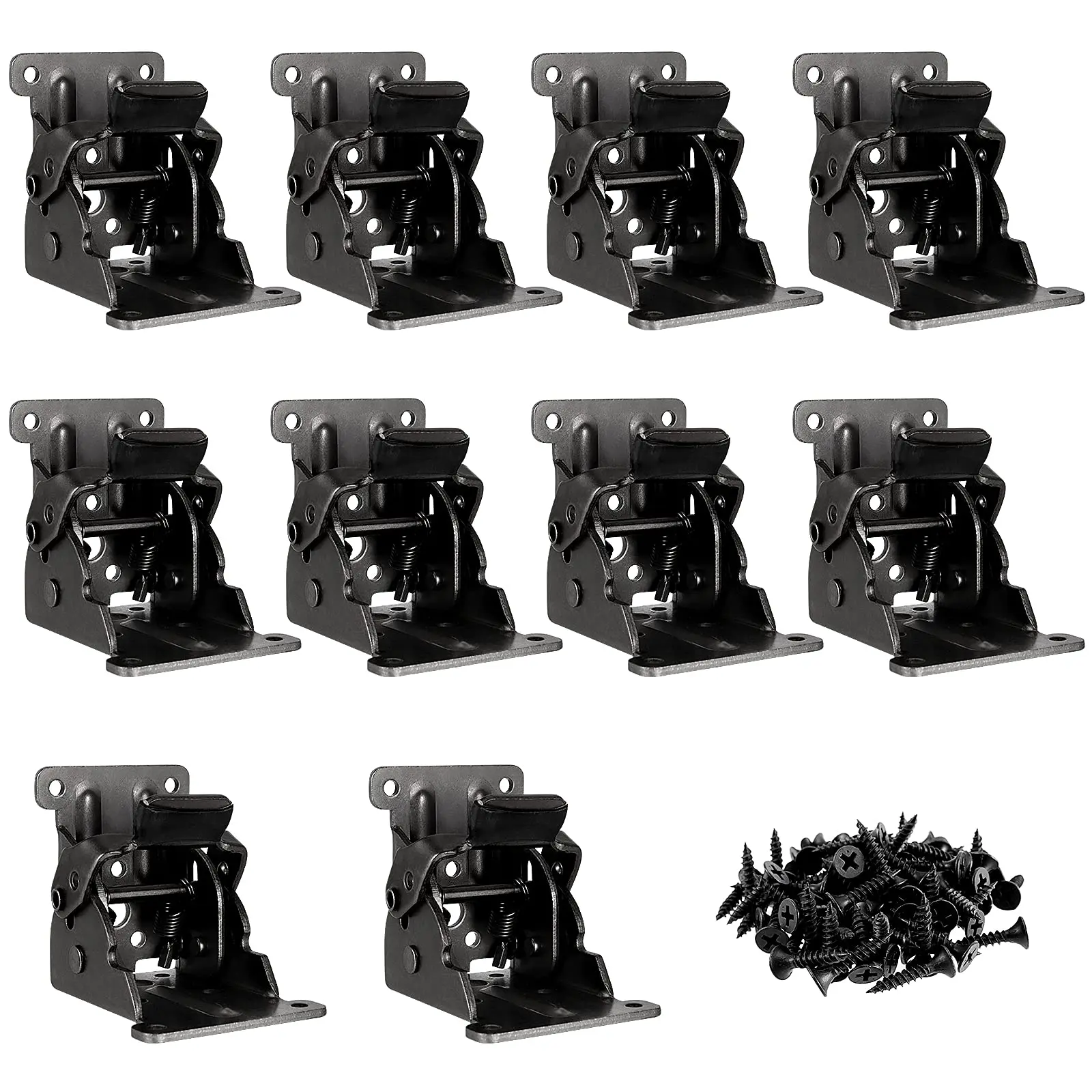 10 PCS 2.68 x 2.48 x 2-1/8 Inch Foldable Support Bracket, Lock Extension Support with Screws, Folding Brackets for Table Leg, Bed Leg, Workbench