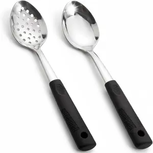 Stainless Steel Serving spoons set with Slotted Spoon.Serving Spoon and Perforated Spoon, kitchen cooking serving utensils set cooking spoon
