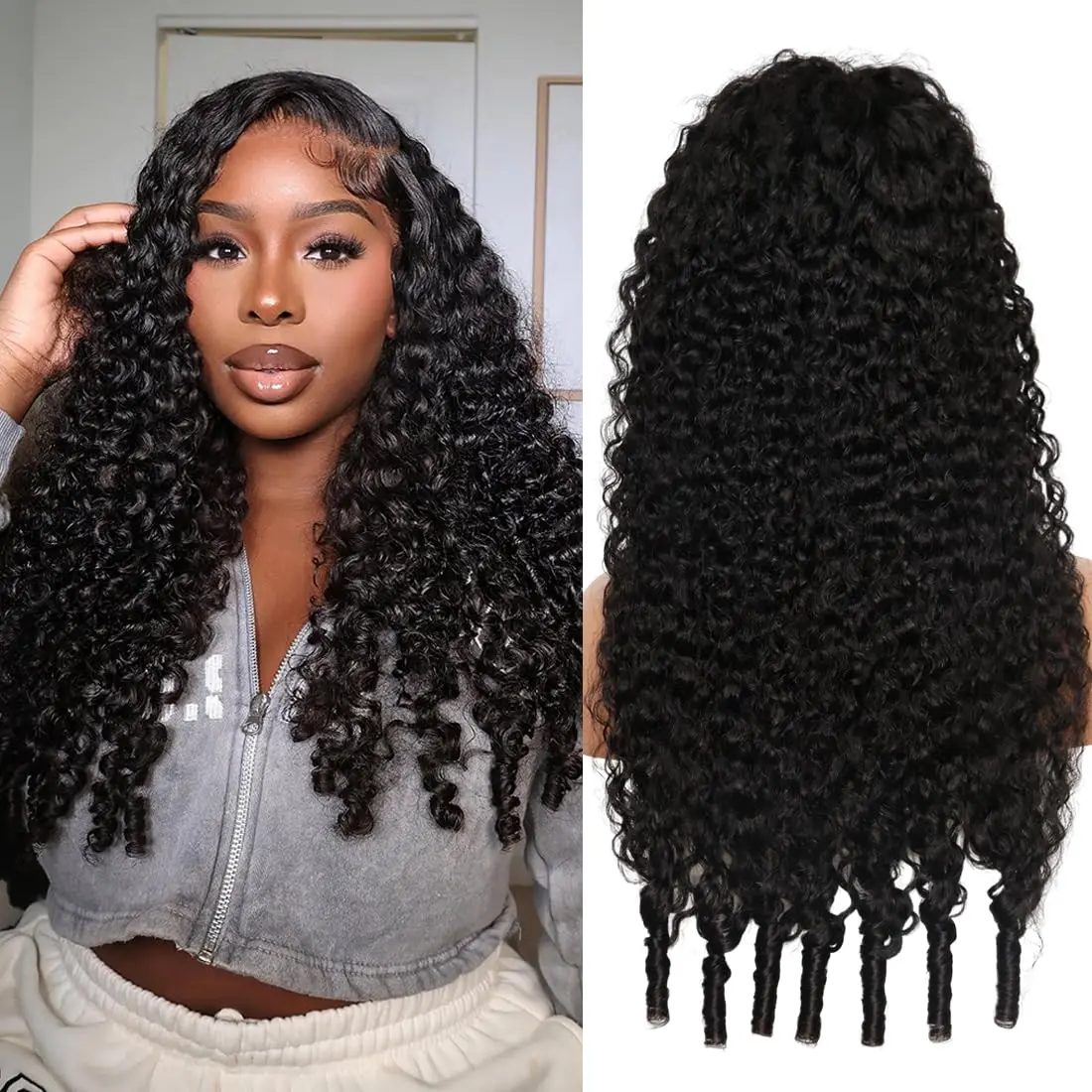 Burmese Curly Wig Human Hair 13x6 HD Transparent Lace Front Wigs with 4C Coiled Edges Baby Hair, Water Wave Curl Wig Pre-Plucked Hairline 200% Density 18-32 inch Natural Color