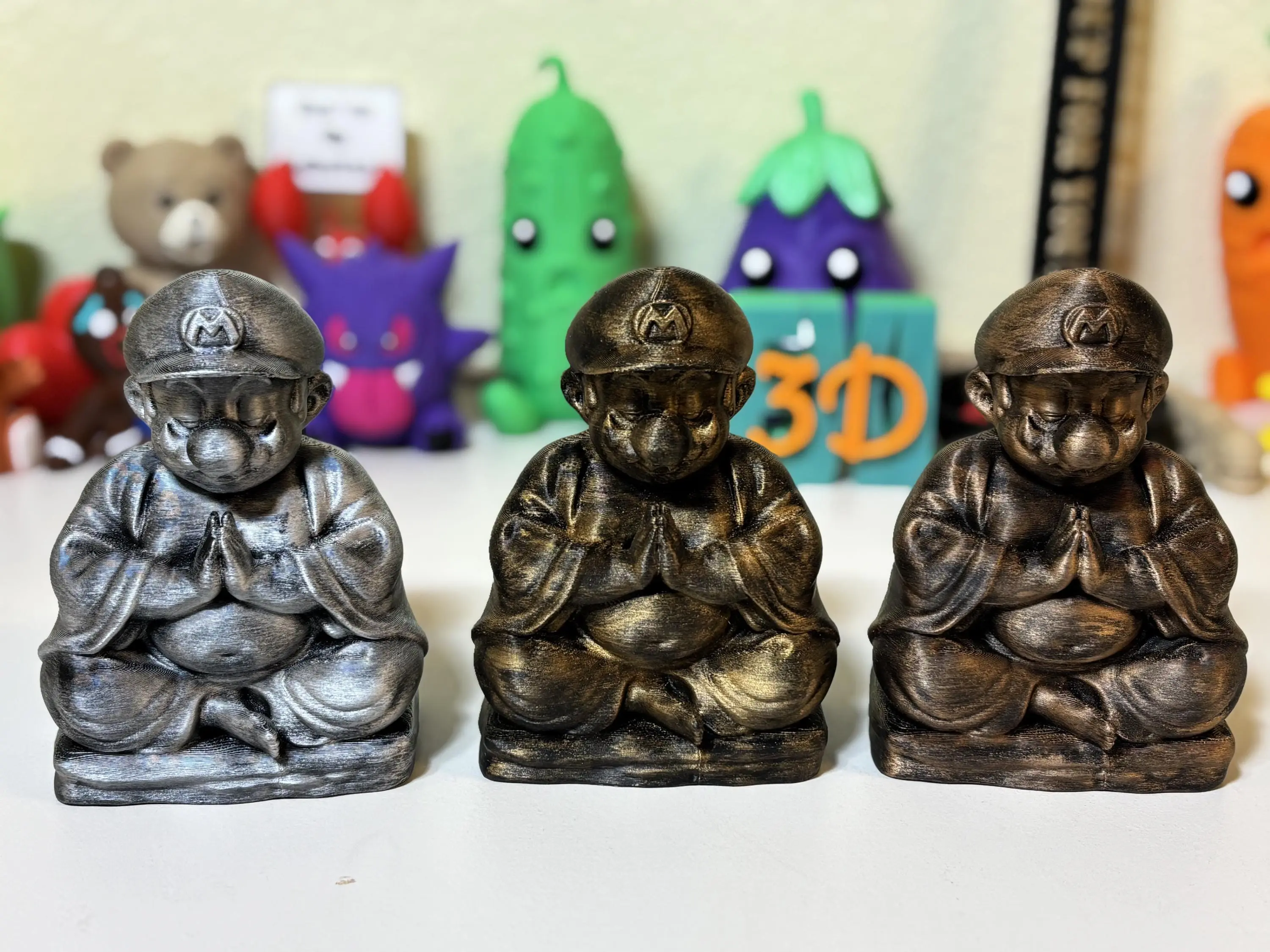 Zen Mario Buddha Statue — 3D Printed Gamer Desk Decor