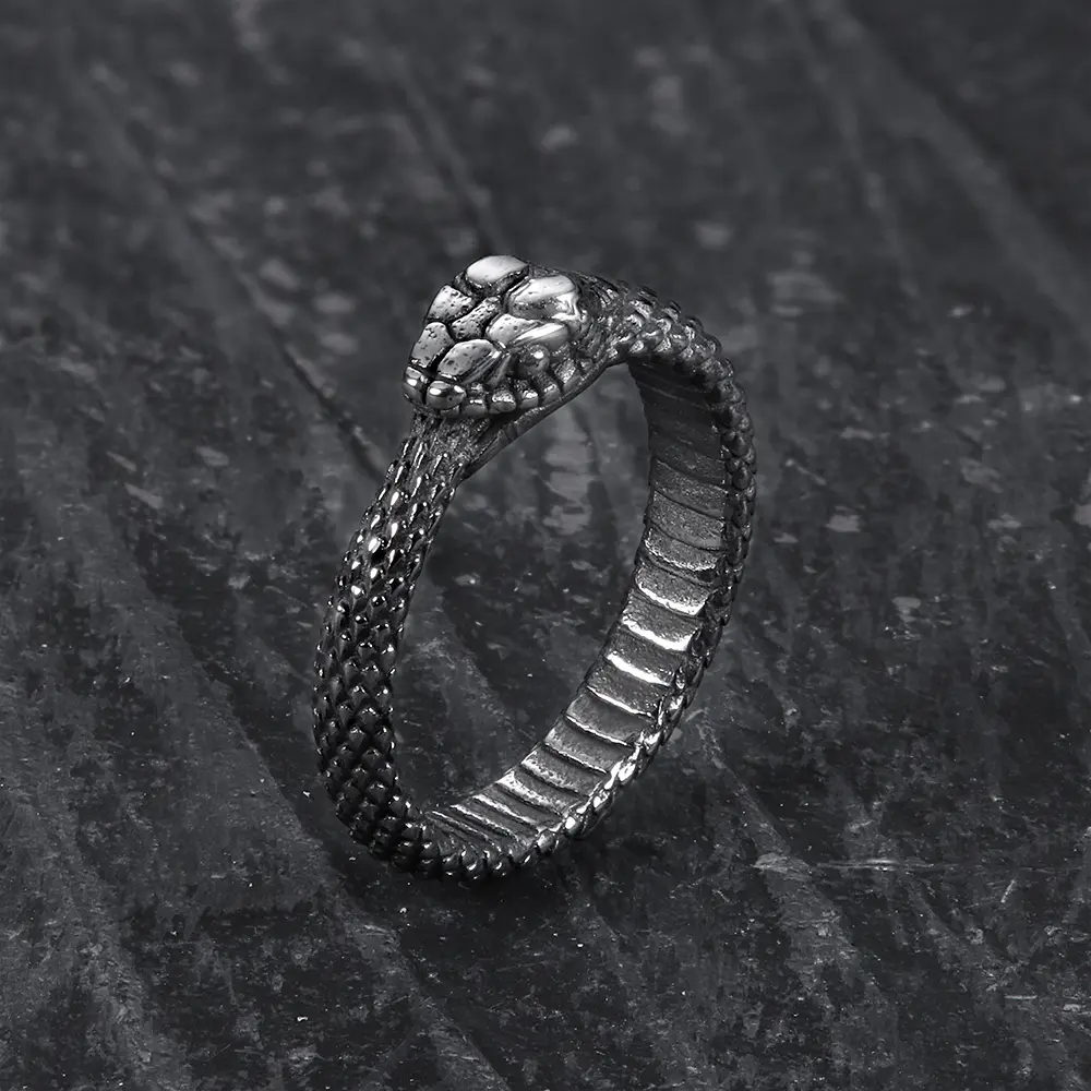 GTHIC Ouroboros Snake Stainless Steel Ring for Men Women Daily Wear Fashion Jewelry