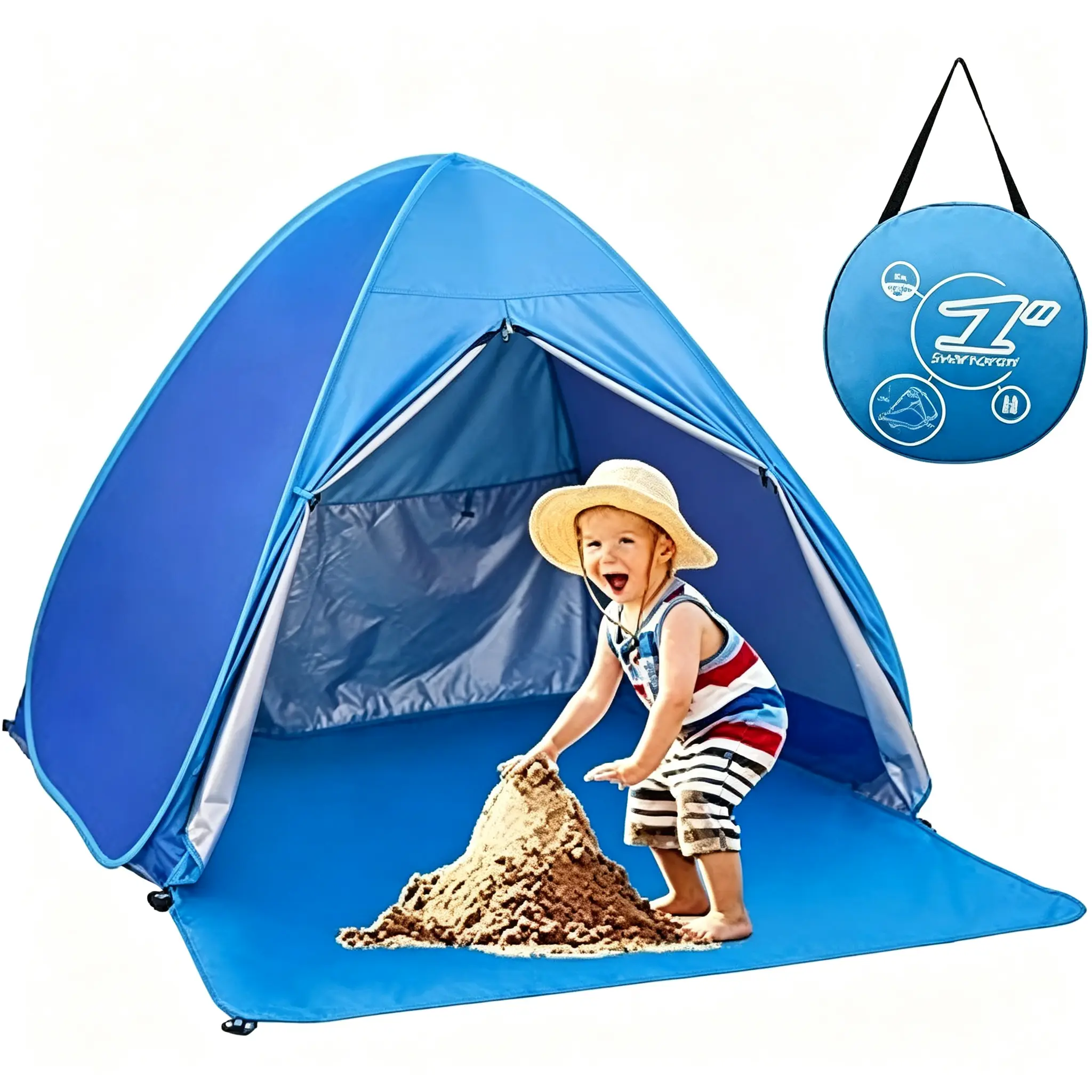 AODI Pop-up Beach Tent - UPF 50+ Sunshade Canopy Small Cabin for 2-3 People, Outdoor Camping & Picnics