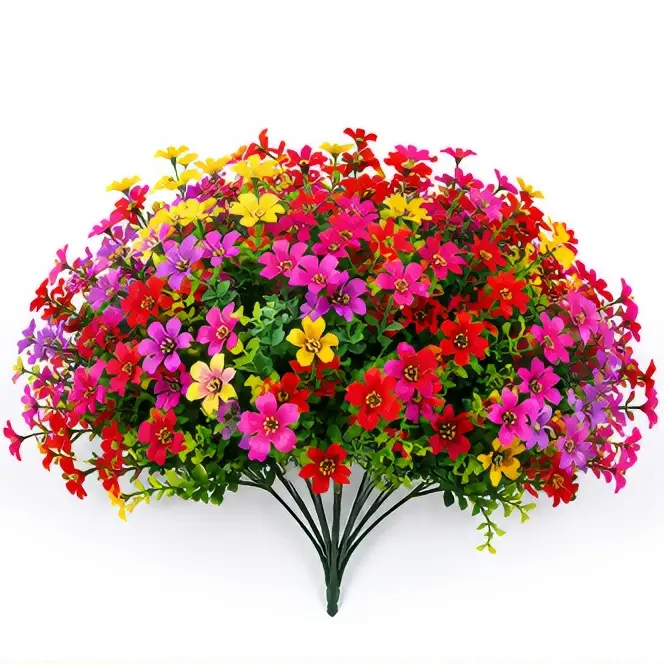 Artificial Fall Flowers for Outdoors, 6/12/24 Bundles UV-Resistant Colorful Faux Daisy Flowers and Eucalyptus Greenery for Porch, Patio, Garden, Halloween, Thanksgiving & Harvest Decor