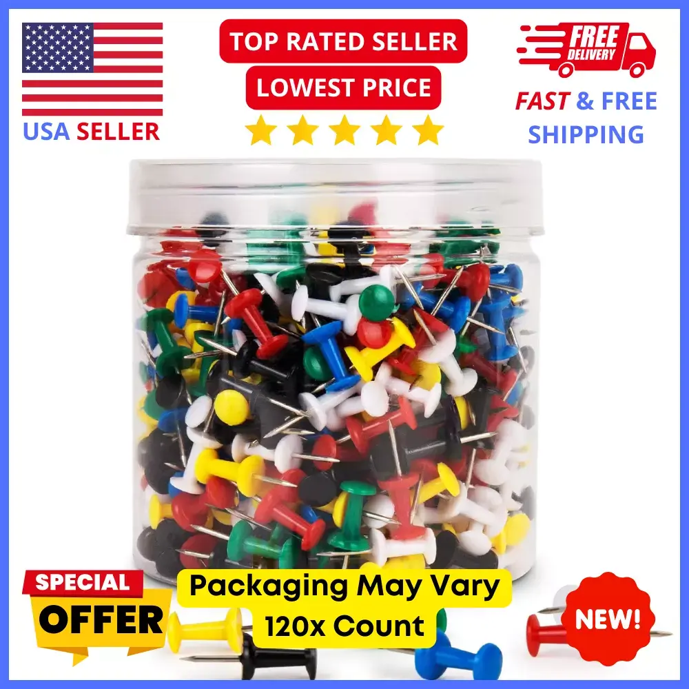 [High Quality] 120Pcs Push Pins, Thumb Tacks for Bulletin Board, Stick Pins Multicolor