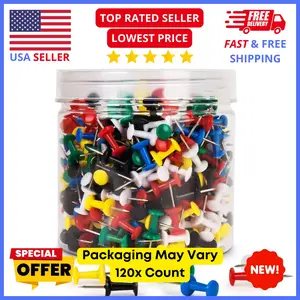 [High Quality] 120Pcs Push Pins, Thumb Tacks for Bulletin Board, Stick Pins Multicolor