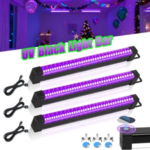 3 Packs 40LED Black Light Bars 32cm 385-400nm with 5V USB Plug 1.5M Cord 3 Modes for Party Posters Painting Halloween Christmas