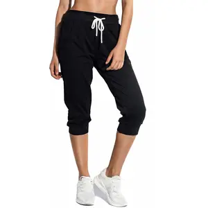 Women's Sweatpants Capri Pants Cropped Jogger Running Pants Lounge Loose Fit Drawstring Waist with Side Pockets