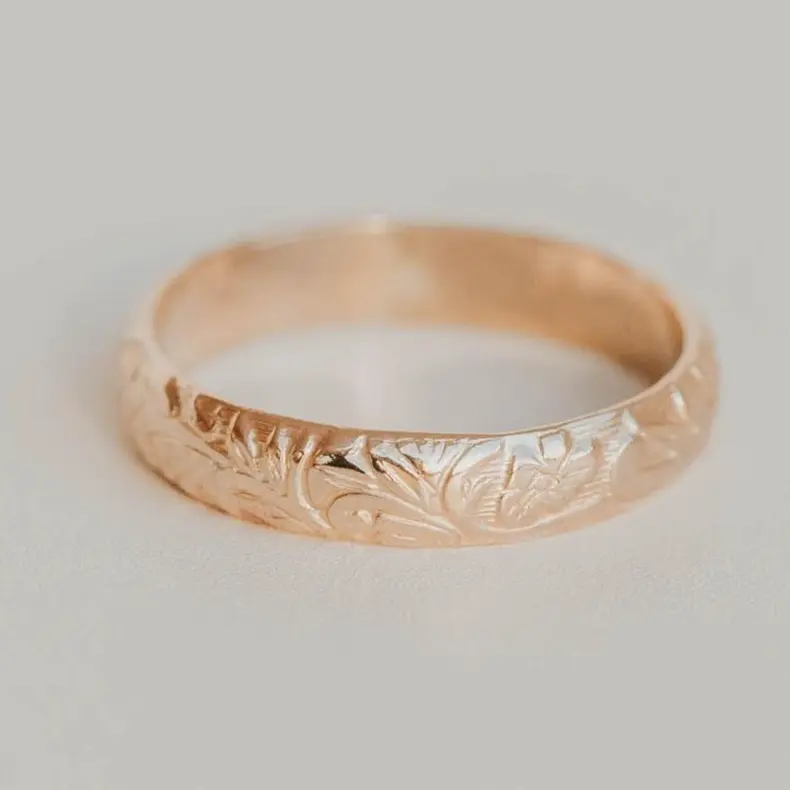 Hello Adorn Flora Ring - 4mm Handmade Elegant Casual Finger Ring, Bold + Feminine Nature Inspired Fashion Accessory for Women