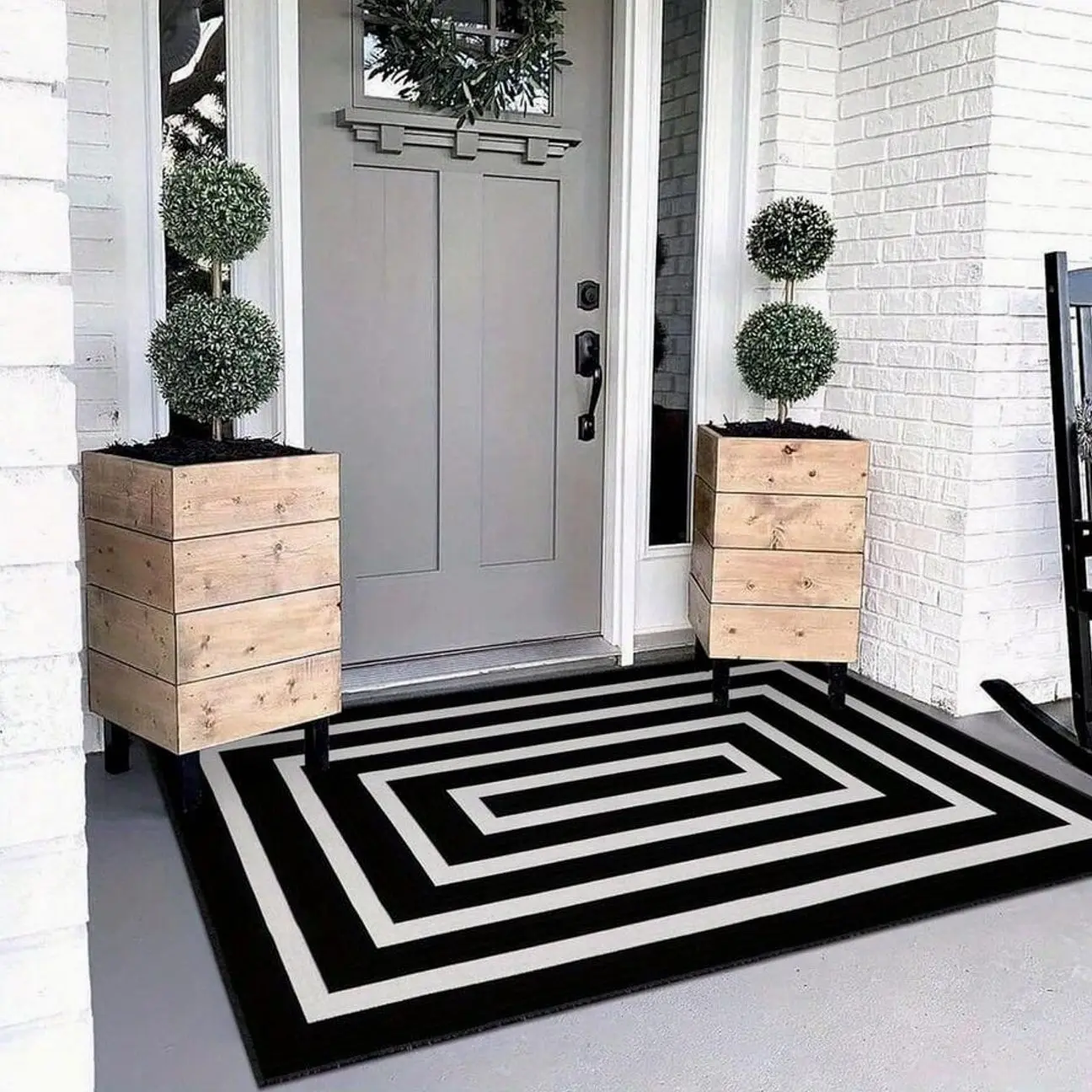 Black And White Striped Rug: A Woven Doormat That Is Reversible, Foldable, And Washable; Suitable For Both Indoor And Outdoor Use; A Farmhouse-Style Geometric Pattern Rug For The Front Porch.Suitable For Bedrooms, Living Rooms,