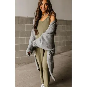 Lucy Cozy Cardigan - Grey drop shoulder cardigan sweater
