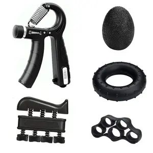 Adjustable Hand Grip Strengthener 5 Pack Forearm Vein Trainer Finger Exerciser Finger Stretcher Grip Ring Squeeze Ball Stress Relief For Fitness Athletes Workout Boyfriend Gift