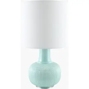 Rich Light Gray Coastal Table Lamp with linen details for bedside or console tables