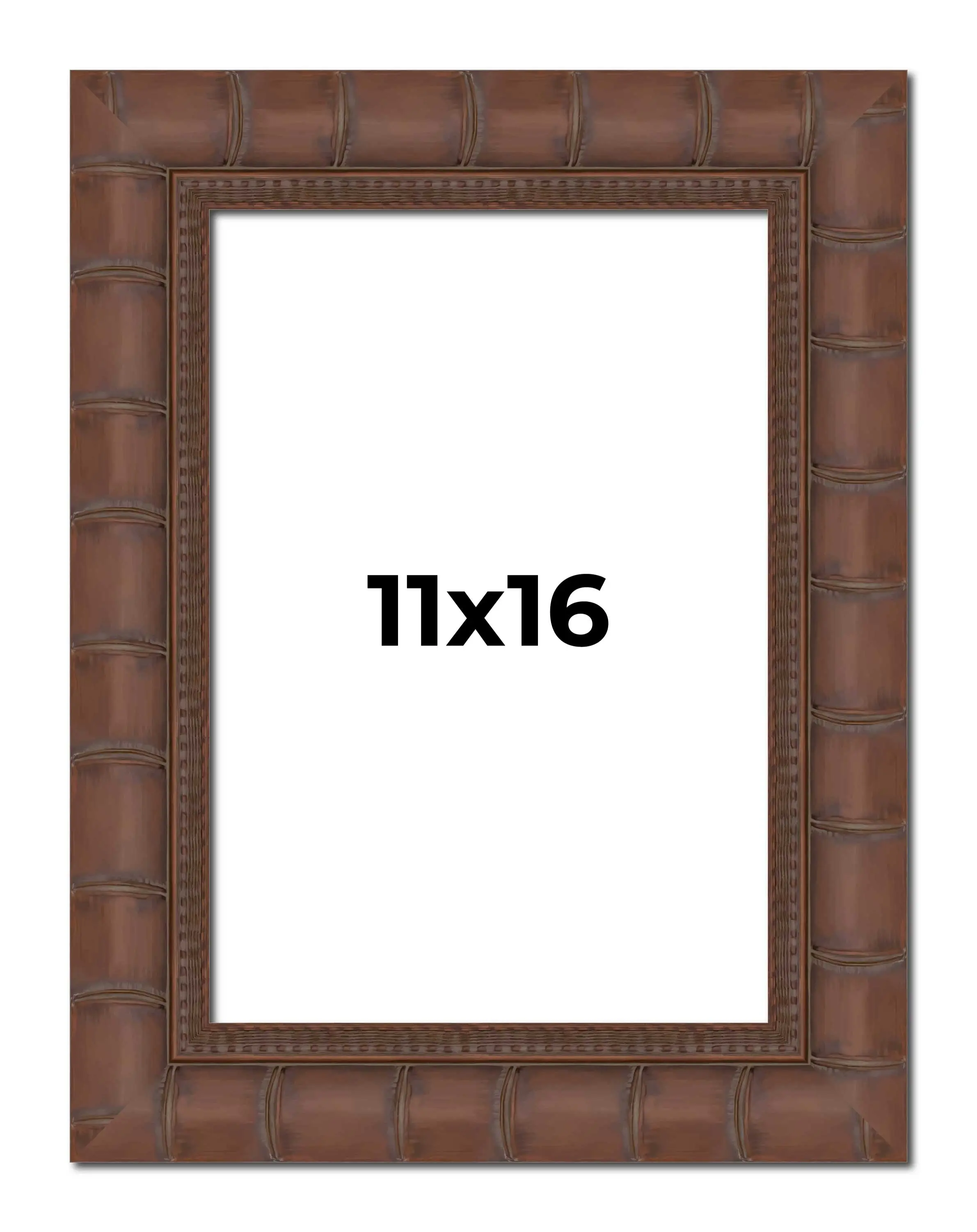 11x16 Brown Wide Bamboo Picture Frame - UV Acrylic, Foam Board Backing, Hanging Hardware