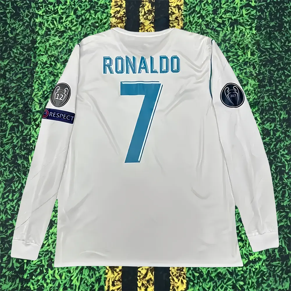 17–18 Home White No. 10 Ronaldo Long-Sleeve Soccer Jersey