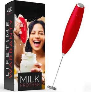 Milk Frother Handheld for Coffee ( Maker) Electric Whisk Drink Mixer for Lattes, Cappuccino, Frappe, Matcha, Hot  (RED)
