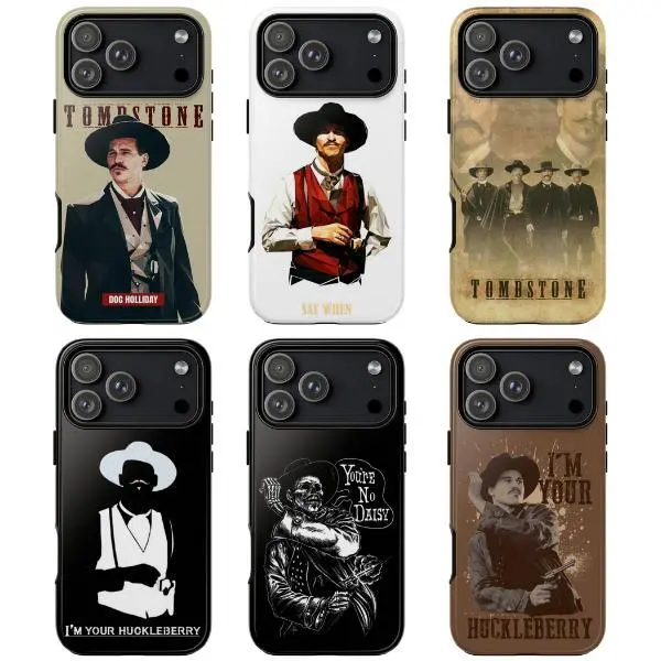 Doc Holliday Phone Case – Val Kilmer Tombstone Retro, MagSafe Compatible, Anti-Drop, Waterproof, Shockproof, Glossy Finish, Scratch-Resistant Full Protection for iPhone