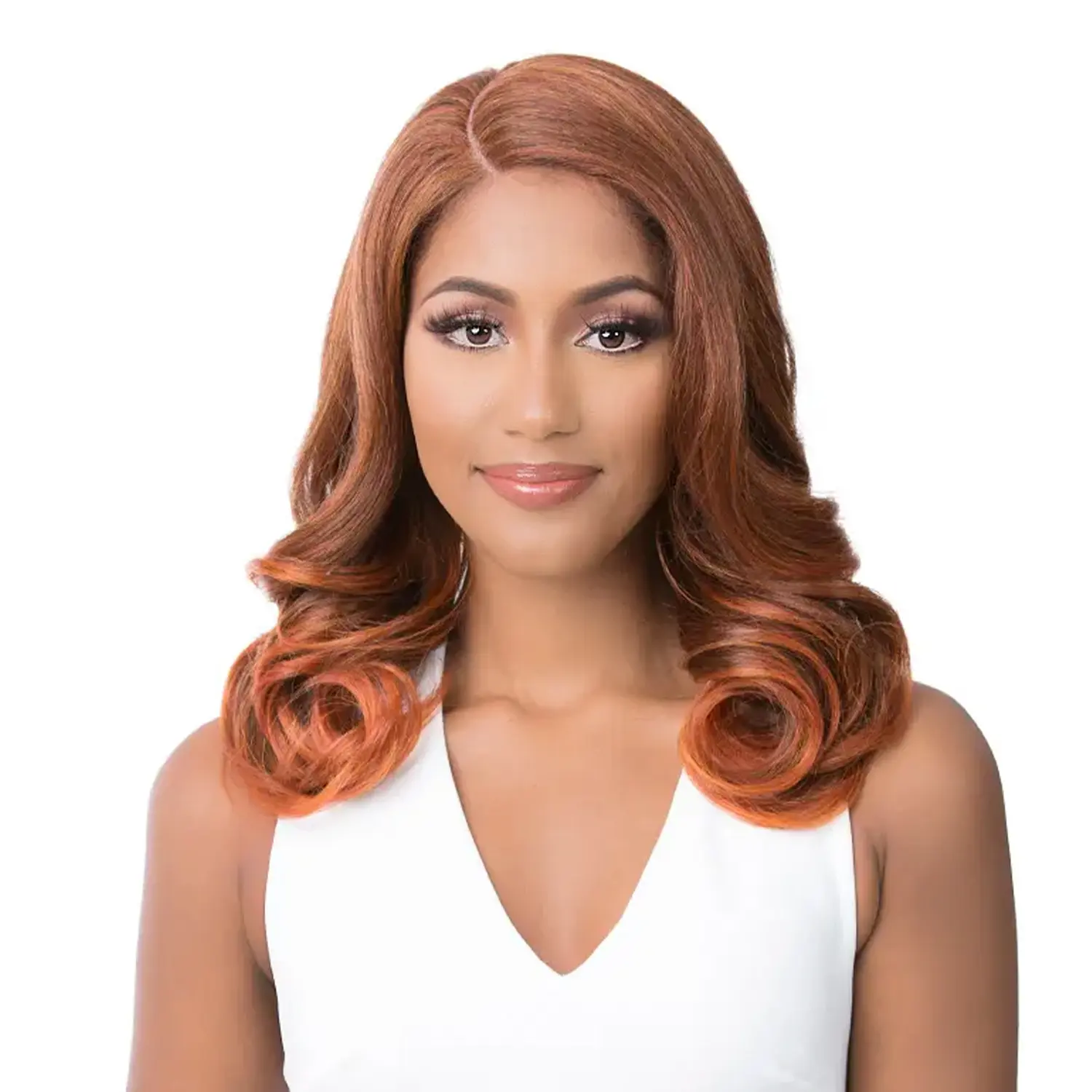 It's A Wig 5G True HD Lace Front Synthetic Wig - Alana, Auburn Copper Style, Synthetic Lace Wig, Auburn Copper Synthetic Lace Front Wigs