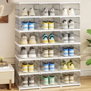 3/6-layer transparent shoe box storage artifact installation-free foldable multi-layer dustproof and moisture-proof dormitory rental house, acrylic shoe rack shoes at a glance