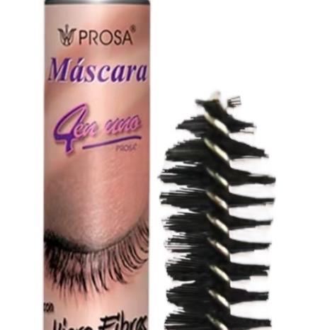 Prosa Black Professional 4 in 1 Makeup Cosmetic - Flawless Smooth Formula with Professional Silicone Brush for Enhanced Eye Makeup