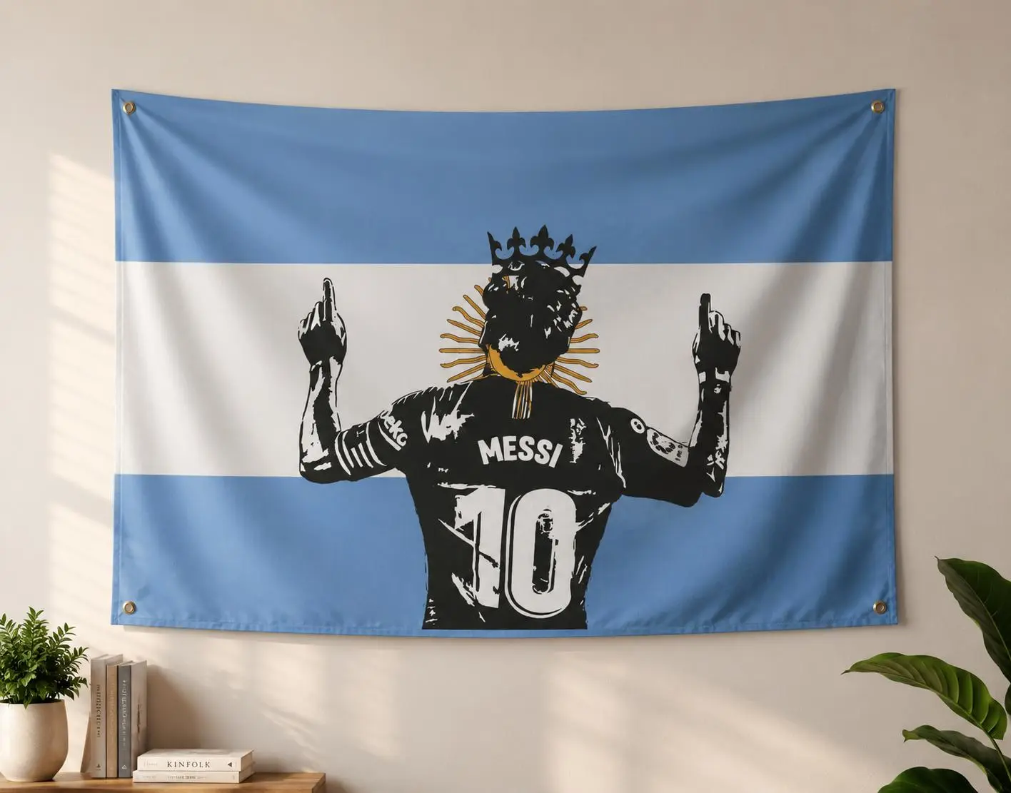Messiiii  Flag Tapestry Wall Hanging, Soccer Fan Room Decor, Blue White Wall Flag, Football Bedroom Decor, Game Room Banner, Gift for Soccer Fans