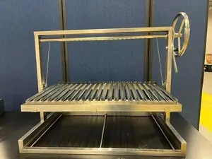 Santa Maria Grill Built-in BBQ Cooking Grill - Argentine Barbecue V-grate Adjustable Height - 36 inch by 24 inch, 44x22x31