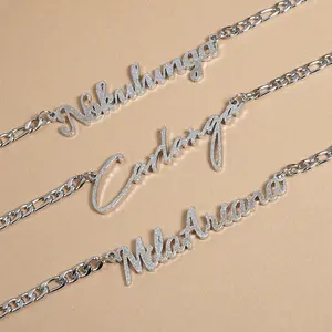 FF0025  New Store Opening | | Custom Script Name Necklace |   Frosted/3D Stainless Steel Personalized Pendant | Perfect for birthdays, anniversaries, Mother’s Day, or sorority/fraternity gifts-engrave a name, nickname
