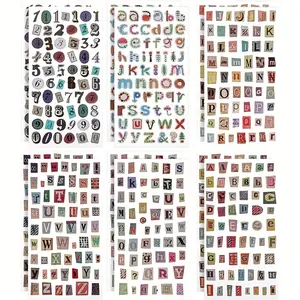 6-Piece Set Alphabet Number Stickers Scrapbook Supplies Self-Adhesive Letters Gift Box DIY Crafts Photo Album Diary Bottle Decoration