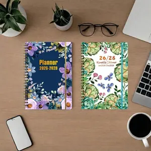 2026-2028 3-Year Spiral Bound Planner Notebook, Floral Abstract Art Cover, Monthly Weekly Financial Tracker, Durable Family Organizer