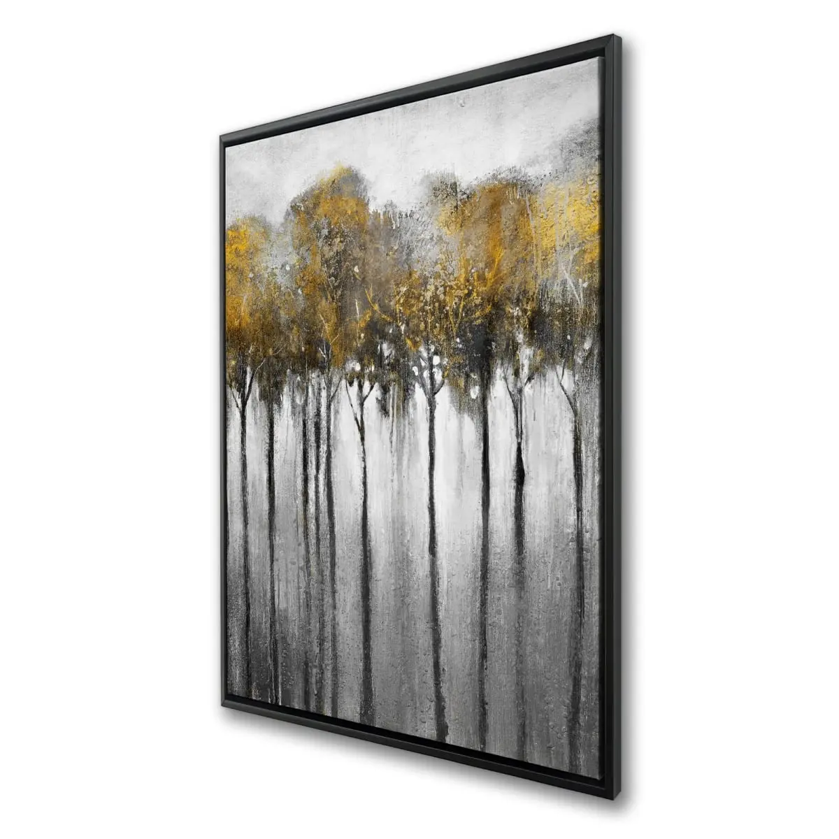 Begin Home Decor C1FC2436P16KVU 24x36 in. Rectangular Panel Abstract Yellow Forest Framed Canvas Wall Decor, Modern Art, Ready to Hang for Home/Office