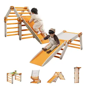 UNICOO Kids Ultimate Convertable Climbing Frame Set, 12+ Configurations with Fitness Frame, Whiteboard Stand, Building Block Table, Double-Sided Ramp & Slide, Toddlers & Kids