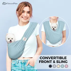 ANCCOPLUS Convertible Dog Carrier Sling for Small Dogs and Cats, Reduces Back Stress, Premium Cotton, Hands-Free, Easy to Wear