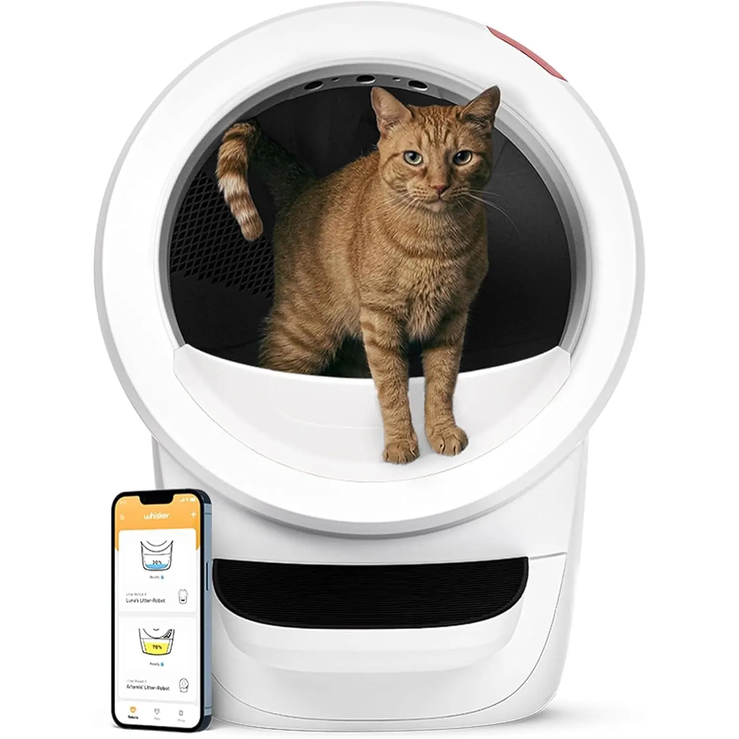Whisker Litter-Robot 4 Automatic Self-Cleaning Cat Litter Box, White, Reduces Litter Box Odor, Works with Any Clumping Litter