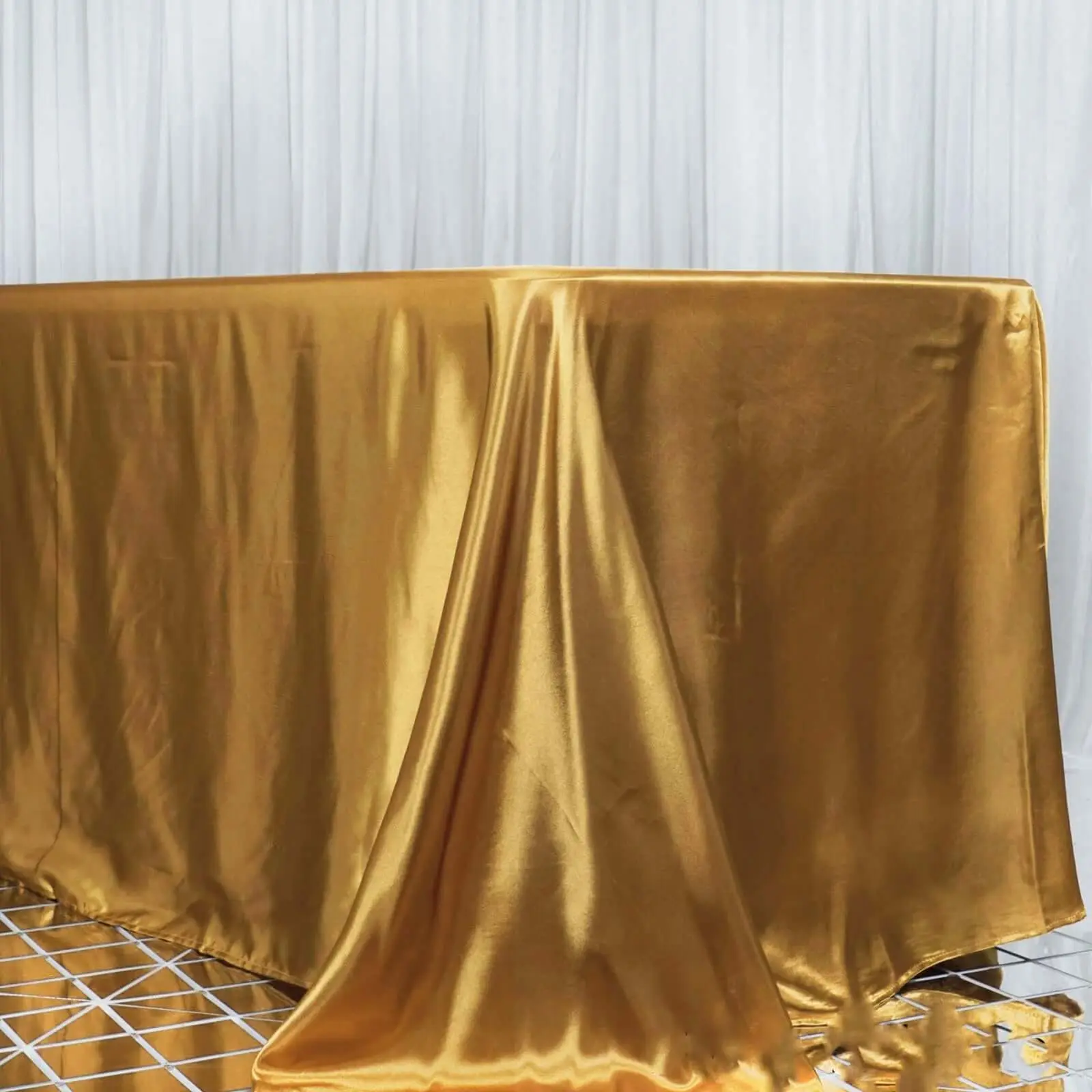 Seamless Gold Satin Rectangular Tablecloth (90"x156") - Sophisticated Table Cover for Weddings, Events, Party Decoration, Gender Reveal, Dessert Tables, Restaurants
