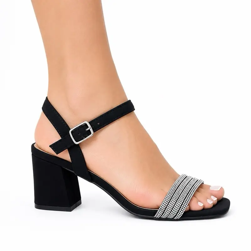 Women's Sparkly Comfortable Heeled Sandals - Summer Quinceañera Event Footwear Girl