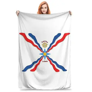 Luxury Assyrian Suryoyo Flag Throw Blanket Soft Breathable Fleece Blanket for Sofa Couch Bed Home Bedroom Travel Bedspread