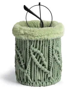 Boho Decor Glasses Holder for Nightstand Eyeglass Stand for Office Desk Organizer Knitted Green Cable Pattern No Warranty