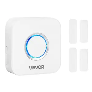 VEVOR Door Chime, 12V, Wireless Door Open Contact Sensor Alarm Chime with 656 ft Range, 58 Chimes 5 Adjustable Doors Ringer Alert for Business, Store, Home, Office When Entering