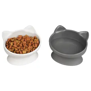 Kitty City Elevated Cat Bowls (Set of 2), Whisker-Friendly Raised Cat Food & Water Dishes, Modern Pedestal Design, Dishwasher Safe, 6.5 oz Each