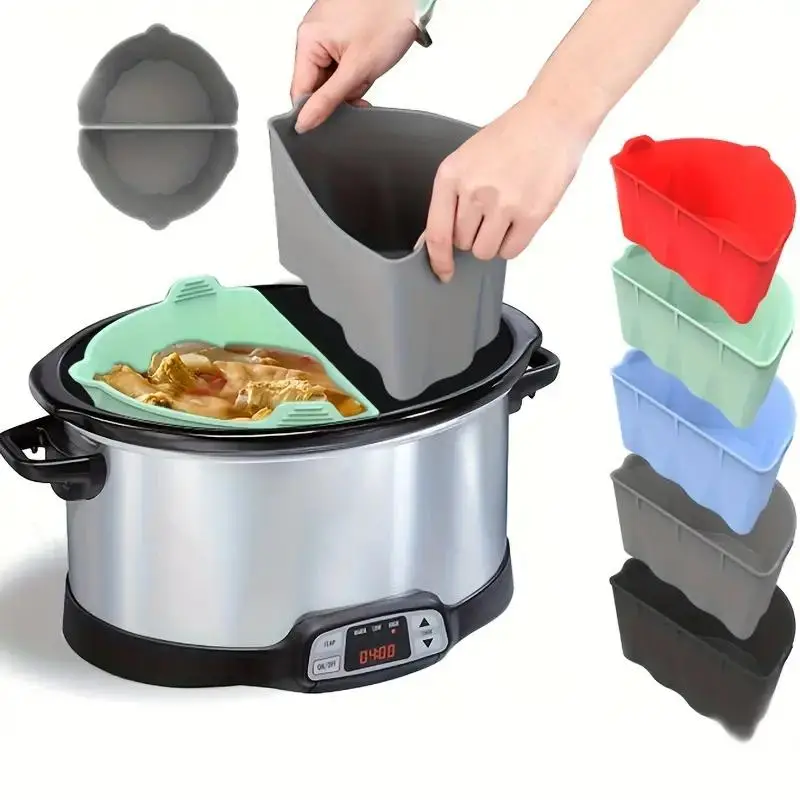 Mother's Day Gift Silicone Slow Cooker Liner, Reusable Easy To Wash Soft Liner, Kitchen Accessories for Air Fryer, Deep Fryer, Oven, Microwave, Slow C