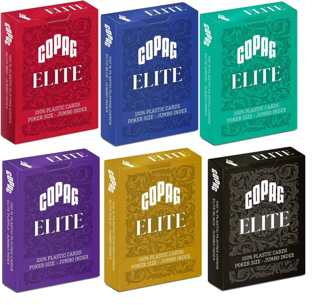 Copag 100% PVC Plastic Game Card - Poker-Size Jumbo Index Single Deck, Flexible Color Lineup, Excellent Legibility, Resists Bending & Creasing, Table Washes, Long-Lasting, Casino-Style Clarity, for All Ages Family Card Games & Tournaments, Resist Bending